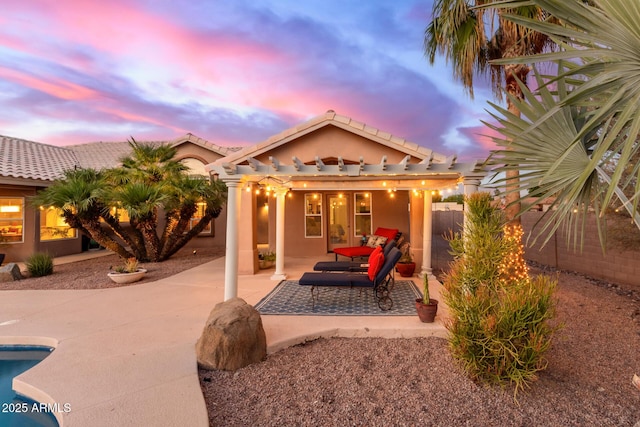 3733 E Kachina Dr, Phoenix, AZ 85044 - patio terrace at dusk with a patio area