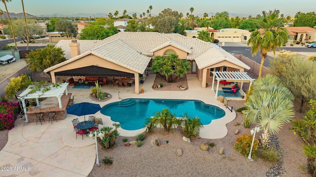 3733 E Kachina Dr, Phoenix, AZ 85044 - swimming pool featuring a fenced backyard, a pergola, a gazebo, and a patio area