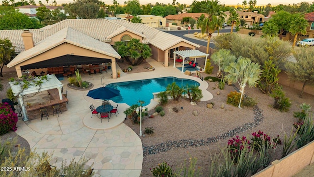 3733 E Kachina Dr, Phoenix, AZ 85044 - swimming pool with a gazebo, outdoor dining space, and a patio area