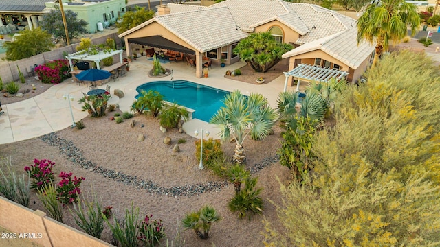 3733 E Kachina Dr, Phoenix, AZ 85044 - view of pool with a gazebo, a fenced backyard, a patio area, and a pergola