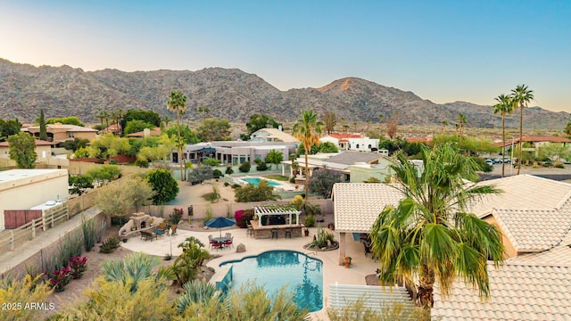 3733 E Kachina Dr, Phoenix, AZ 85044 - view of pool with a patio, a mountain view, and a residential view