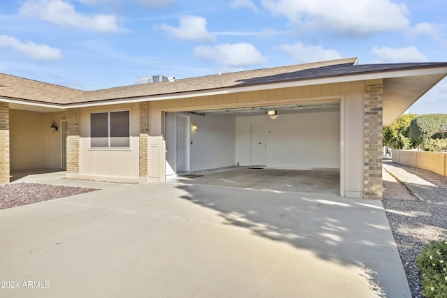 exterior space featuring a garage