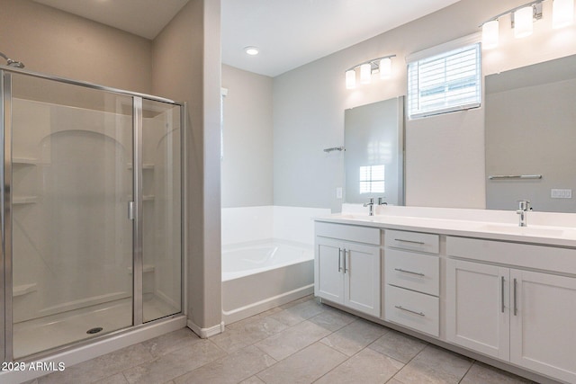 613 W Winchester Dr, Chandler, AZ 85286 - full bath featuring a shower stall, a garden tub, double vanity, and recessed lighting