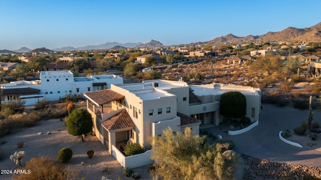 drone / aerial view with a mountain view