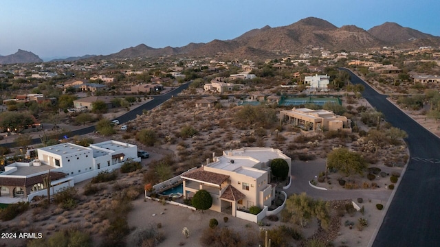 drone / aerial view with a mountain view