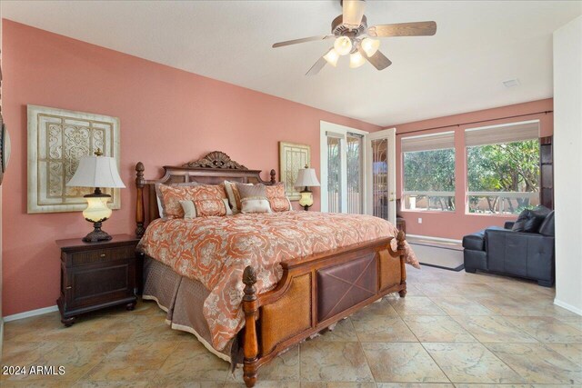 bedroom featuring ceiling fan