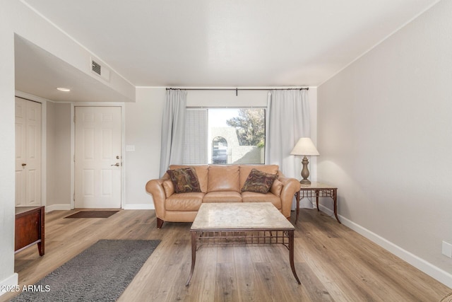 living room featuring light hardwood / wood-style floors