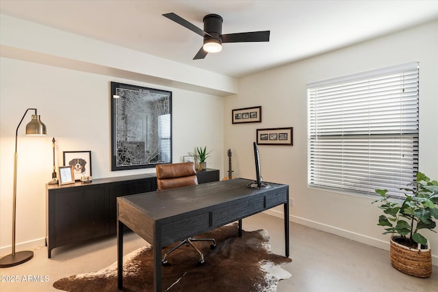 home office featuring ceiling fan