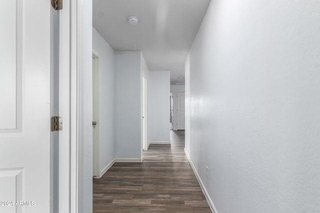 corridor with dark wood-type flooring