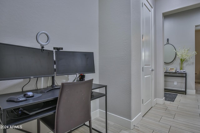 office area featuring light hardwood / wood-style floors