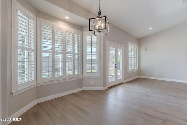 1062 N Robin Ln, Mesa, AZ 85213 - unfurnished dining area featuring baseboards, a chandelier, wood finished floors, and recessed lighting