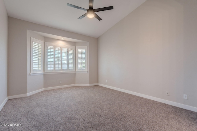 1062 N Robin Ln, Mesa, AZ 85213 - carpeted empty room featuring a ceiling fan, baseboards, and vaulted ceiling