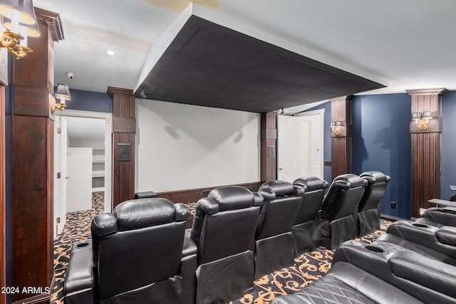 view of carpeted home theater room