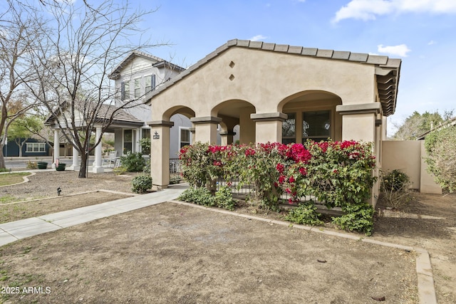 view of front of home with stucco siding