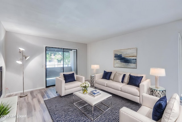 living room featuring light wood-type flooring