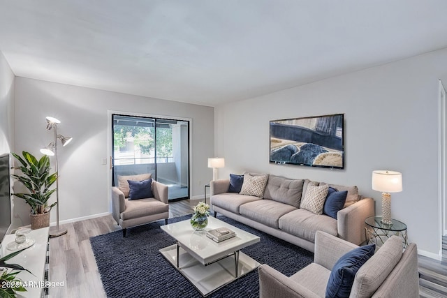 living room featuring light hardwood / wood-style floors