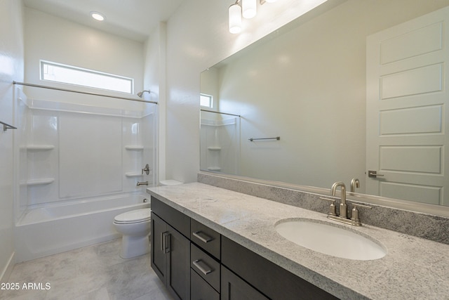 16367 W Desert Mirage Dr, Surprise, AZ 85388 - full bathroom featuring shower / bath combination, toilet, vanity, and tile patterned floors