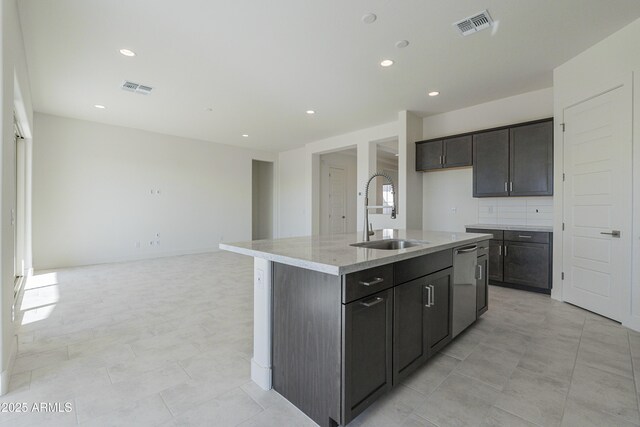 16367 W Desert Mirage Dr, Surprise, AZ 85388 - kitchen featuring stainless steel dishwasher, a sink, visible vents, and recessed lighting