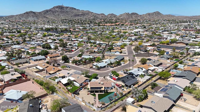 aerial view with a mountain view and a residential view