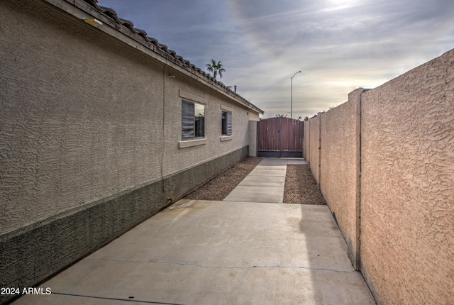 view of property exterior at dusk