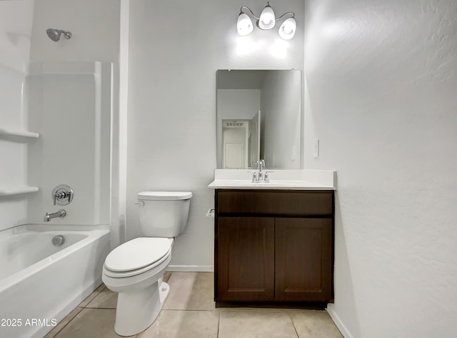 35337 W San Alvarez Ave, Maricopa, AZ 85138 - full bathroom with tile patterned floors, vanity, toilet, baseboards, and shower / bath combination