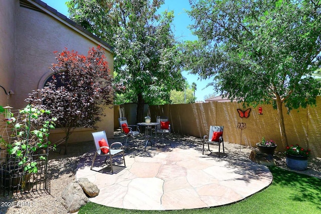view of patio featuring a fenced backyard
