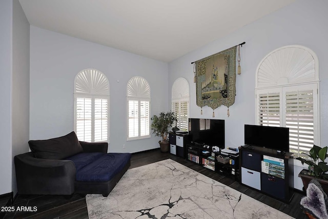 living area with wood finished floors
