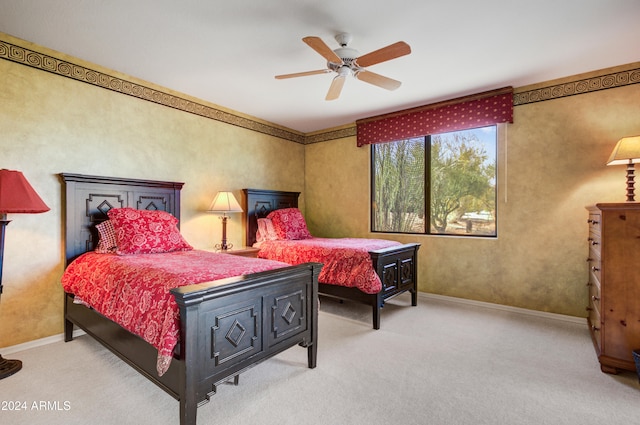 bedroom with carpet flooring and ceiling fan