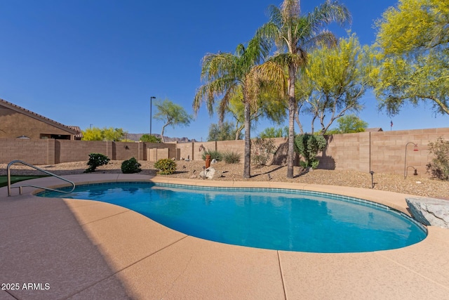 view of swimming pool featuring a fenced in pool and a fenced backyard