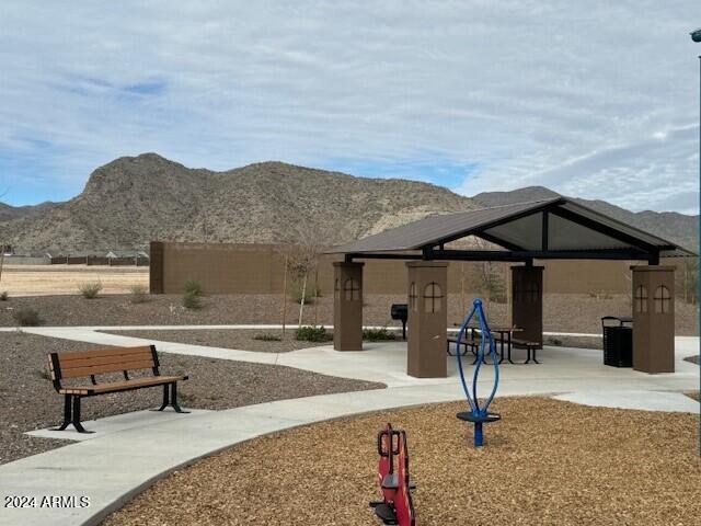 view of property's community featuring a gazebo and a mountain view