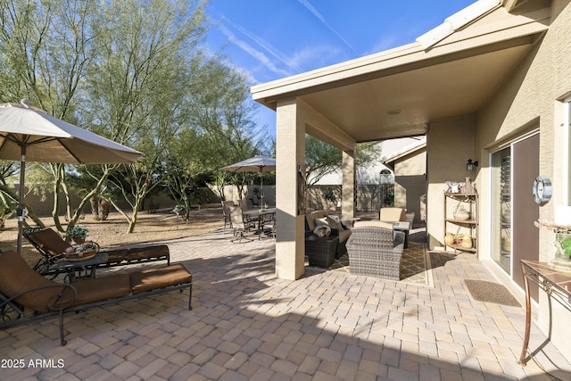 view of patio featuring outdoor lounge area