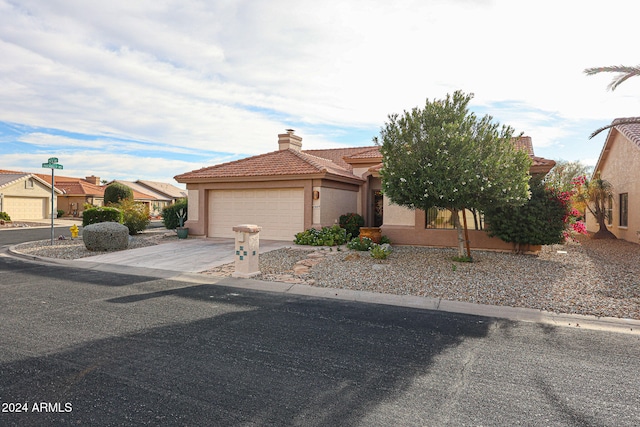 view of front of property with a garage