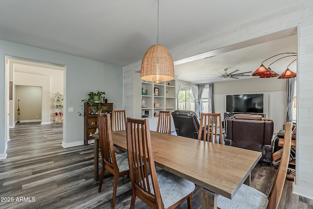 3062 E Cullumber St, Gilbert, AZ 85234 - dining space featuring dark wood finished floors and a ceiling fan