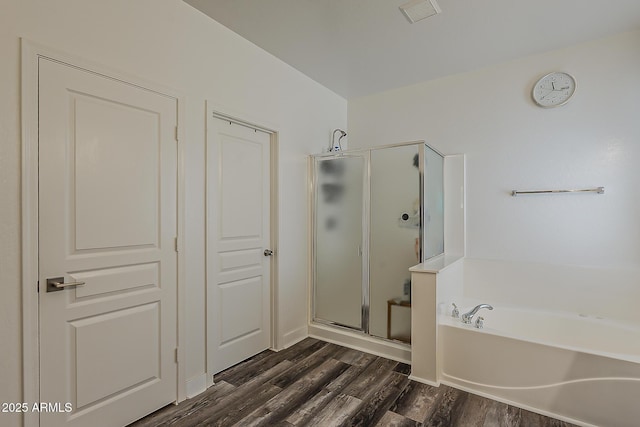 3062 E Cullumber St, Gilbert, AZ 85234 - full bathroom featuring a shower stall, wood finished floors, and a garden tub