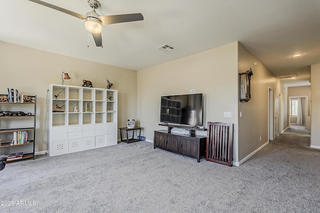 3062 E Cullumber St, Gilbert, AZ 85234 - carpeted living area with baseboards and ceiling fan