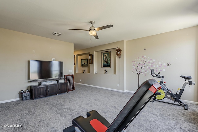 3062 E Cullumber St, Gilbert, AZ 85234 - exercise area with carpet flooring and ceiling fan