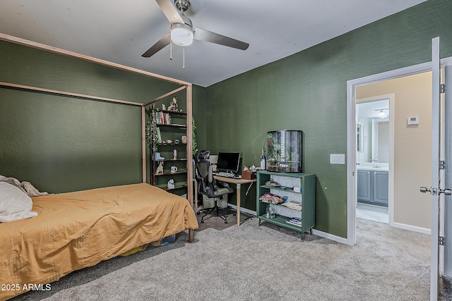 3062 E Cullumber St, Gilbert, AZ 85234 - carpeted bedroom featuring an office area and ceiling fan