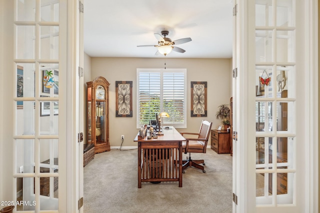 33305 N 26th Ave, Phoenix, AZ 85085 - office with french doors, light carpet, and ceiling fan