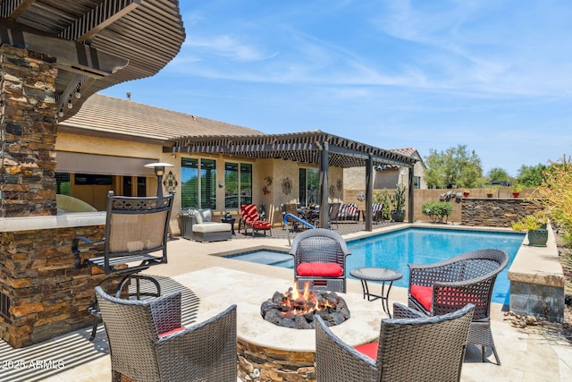33305 N 26th Ave, Phoenix, AZ 85085 - view of pool featuring a patio and an outdoor living space with a fire pit