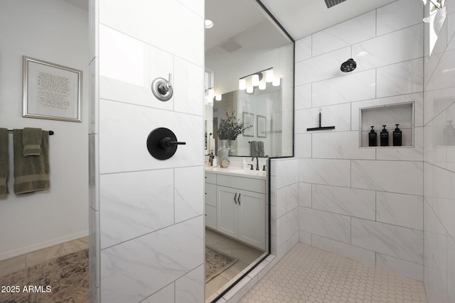 20510 W White Rock Rd, Buckeye, AZ 85396 - full bath featuring tiled shower, vanity, and baseboards