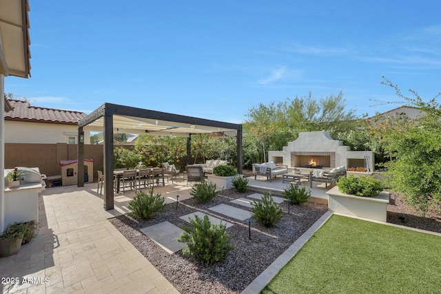 20510 W White Rock Rd, Buckeye, AZ 85396 - view of patio with an outdoor living space with a fireplace and exterior kitchen