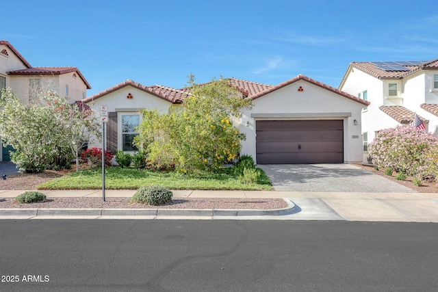 20510 W White Rock Rd, Buckeye, AZ 85396 - mediterranean / spanish house with stucco siding, driveway, a garage, and a tile roof