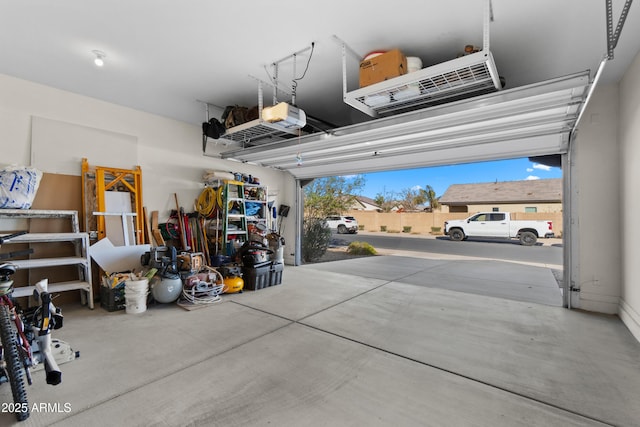 garage with a garage door opener