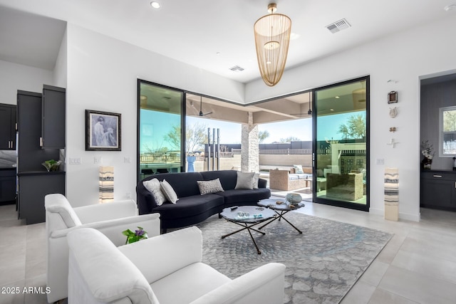 living room featuring plenty of natural light