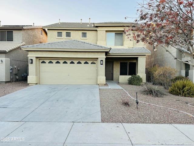 view of property featuring a garage