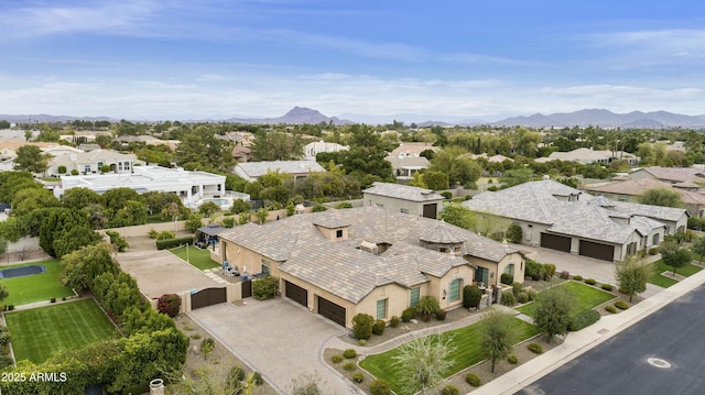 bird's eye view with a mountain view and a residential view