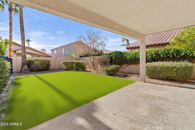 view of yard with a patio area