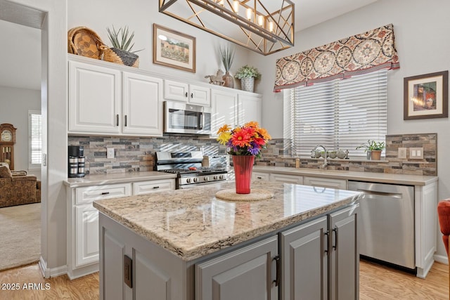 4462 E Dale Ln, Cave Creek, AZ 85331 - kitchen with stainless steel appliances, a sink, white cabinets, and decorative backsplash