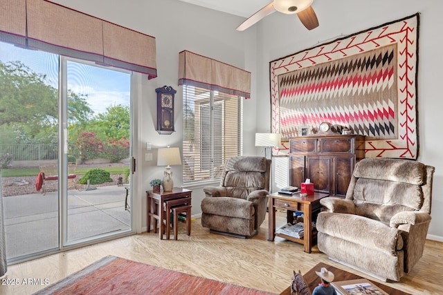 4462 E Dale Ln, Cave Creek, AZ 85331 - sitting room with baseboards, a ceiling fan, and wood finished floors