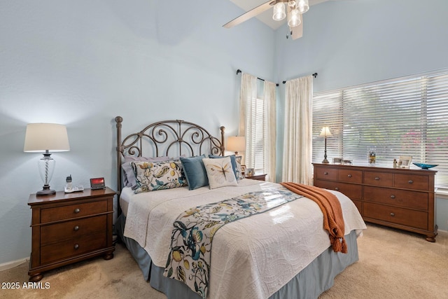 4462 E Dale Ln, Cave Creek, AZ 85331 - bedroom with light carpet, a ceiling fan, and baseboards